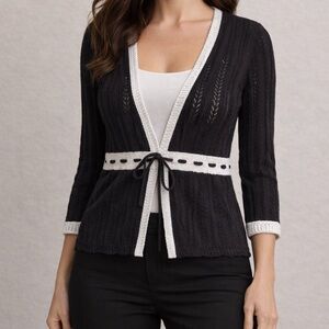 WHBM - Silk Pointelle Cardigan by White House Black Market - Size Small